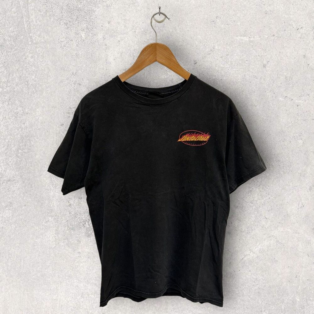 Santa Cruz Skateboarding Men's Graphic T Shirt Black‎ Double Sided Size Medium